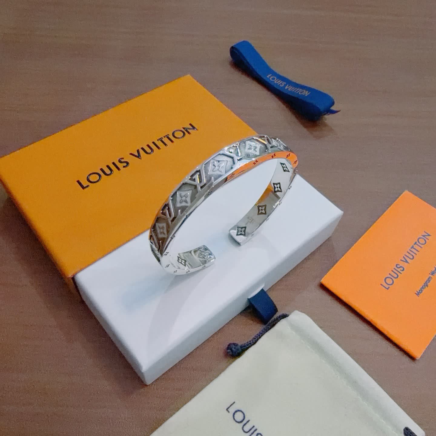 Louis Vuitton Silver Monogram Bracelet